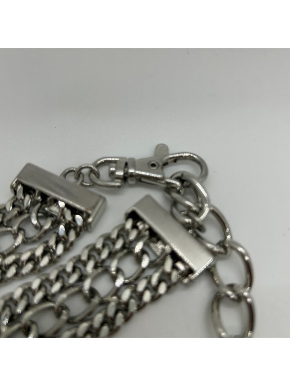 Chunky Statement Necklace or Belt Multi Strand Curb Chain Silver-tone Punk - Picture 8 of 12